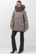 Купить Куртка зимняя женская с мехом и капюшоном тренд коричневого цвета 7608K, фото 22