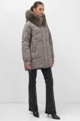 Купить Куртка зимняя женская с мехом и капюшоном тренд коричневого цвета 7608K, фото 23