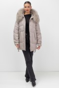 Купить Куртка зимняя женская с мехом и капюшоном тренд светло-коричневого цвета 7608SK, фото 19
