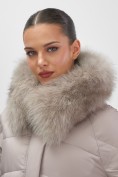 Купить Куртка зимняя женская с мехом и капюшоном тренд светло-коричневого цвета 7608SK, фото 16