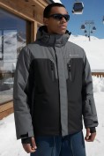 Купить Горнолыжная куртка мужская зимняя темно-серого цвета 7612TC