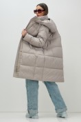 Купить Пальто зимнее утепленное с капюшоном женское бежевого цвета 7618B, фото 20