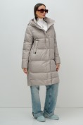 Купить Пальто зимнее утепленное с капюшоном женское бежевого цвета 7618B, фото 7