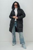 Купить Пальто зимнее утепленное с капюшоном женское черного цвета 7618Ch, фото 21