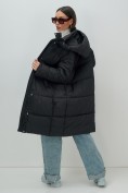 Купить Пальто зимнее утепленное с капюшоном женское черного цвета 7618Ch, фото 23