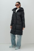 Купить Пальто зимнее утепленное с капюшоном женское черного цвета 7618Ch, фото 7