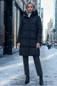 Купить Пальто зимнее утепленное с капюшоном женское черного цвета 7618Ch, фото 5
