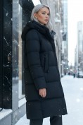 Купить Пальто зимнее утепленное с капюшоном женское черного цвета 7618Ch, фото 3