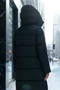 Купить Пальто зимнее утепленное с капюшоном женское черного цвета 7618Ch, фото 2