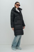 Купить Пальто зимнее утепленное с капюшоном женское черного цвета 7618Ch, фото 8
