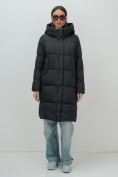 Купить Пальто зимнее утепленное с капюшоном женское черного цвета 7618Ch, фото 10