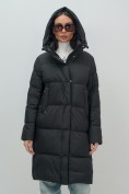 Купить Пальто зимнее утепленное с капюшоном женское черного цвета 7618Ch, фото 12