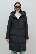 Купить Пальто зимнее утепленное с капюшоном женское черного цвета 7618Ch, фото 13