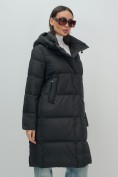 Купить Пальто зимнее утепленное с капюшоном женское черного цвета 7618Ch, фото 14
