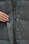 Купить Пальто зимнее утепленное с капюшоном женское темно-серого цвета 7618TC, фото 18