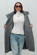 Купить Пальто зимнее утепленное с капюшоном женское темно-серого цвета 7618TC, фото 19