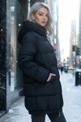Купить Куртка женская зимняя на резинке большого размера черного цвета 7619Ch, фото 3