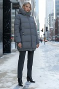Купить Куртка женская зимняя на резинке большого размера темно-серого цвета 7619TC, фото 4