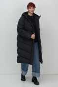 Купить Пальто зимнее утепленное с капюшоном женское черного цвета 7623Ch, фото 21