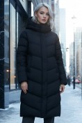 Купить Пальто зимнее утепленное с капюшоном женское черного цвета 7623Ch