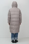 Купить Пальто зимнее утепленное с капюшоном женское серого цвета 7623Sr, фото 15