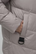 Купить Пальто зимнее утепленное с капюшоном женское серого цвета 7623Sr, фото 17