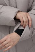 Купить Пальто зимнее утепленное с капюшоном женское серого цвета 7623Sr, фото 18