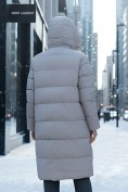 Купить Пальто зимнее утепленное с капюшоном женское серого цвета 7623Sr, фото 3