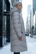 Купить Пальто зимнее утепленное с капюшоном женское серого цвета 7623Sr, фото 2