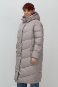 Купить Пальто зимнее утепленное с капюшоном женское серого цвета 7623Sr, фото 14