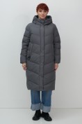 Купить Пальто зимнее утепленное с капюшоном женское темно-серого цвета 7623TC, фото 6