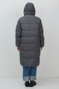 Купить Пальто зимнее утепленное с капюшоном женское темно-серого цвета 7623TC, фото 15