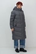 Купить Пальто зимнее утепленное с капюшоном женское темно-серого цвета 7623TC, фото 7