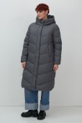 Купить Пальто зимнее утепленное с капюшоном женское темно-серого цвета 7623TC, фото 8