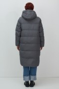 Купить Пальто зимнее утепленное с капюшоном женское темно-серого цвета 7623TC, фото 9