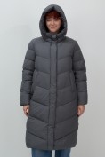 Купить Пальто зимнее утепленное с капюшоном женское темно-серого цвета 7623TC, фото 10