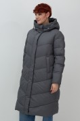 Купить Пальто зимнее утепленное с капюшоном женское темно-серого цвета 7623TC, фото 14
