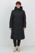 Купить Пальто зимнее утепленное с капюшоном женское черного цвета 7628Ch, фото 6
