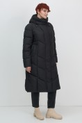 Купить Пальто зимнее утепленное с капюшоном женское черного цвета 7628Ch, фото 7