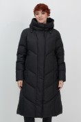 Купить Пальто зимнее утепленное с капюшоном женское черного цвета 7628Ch, фото 12