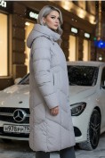 Купить Пальто зимнее утепленное с капюшоном женское серого цвета 7628Sr, фото 4