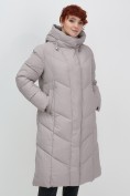 Купить Пальто зимнее утепленное с капюшоном женское серого цвета 7628Sr, фото 8