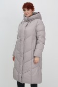Купить Пальто зимнее утепленное с капюшоном женское серого цвета 7628Sr, фото 9