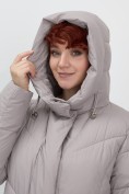 Купить Пальто зимнее утепленное с капюшоном женское серого цвета 7628Sr, фото 13