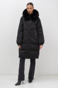 Купить Пальто зимнее утепленное с мехом и капюшоном тренд черного цвета 7629Ch, фото 8