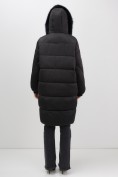 Купить Пальто зимнее утепленное с мехом и капюшоном тренд черного цвета 7629Ch, фото 12