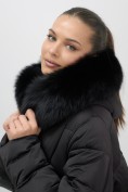 Купить Пальто зимнее утепленное с мехом и капюшоном тренд черного цвета 7630Ch, фото 18