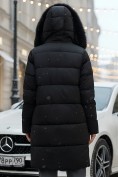 Купить Пальто зимнее утепленное с мехом и капюшоном тренд черного цвета 7630Ch, фото 3