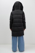 Купить Пальто зимнее утепленное с мехом и капюшоном тренд черного цвета 7630Ch, фото 11