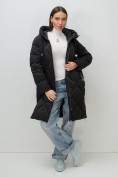 Купить Пальто зимнее утепленное с капюшоном женское черного цвета 7637Ch, фото 6